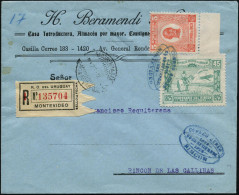 URUGUAY 1925 (24.9.) Erstflug: Rincon - Montevideo, 45 C. Flp.-Sondermarke (Reiter V.Rincón) U.a. (Mi.313 U.a.) B - Sonstige (Luft)