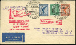 DEUTSCHES REICH 1930 (9.9.) 2K-BPA: DEUTSCH-AMERIKANISCHE SEEPOST/BREMEN-/NEW YORK/NDL/D. EUROPA 2x Glasklar Auf 20 U. 5 - Autres (Air)