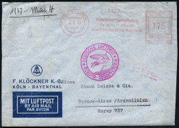 KÖLN-BAYENTHAL/ Klöckner-Schaltzeug/ Für Wirtschaftliche/ Elektromotorische Antriebe 1937 (18.5.) AFS Francotyp 175 Pf.  - Otros (Aire)