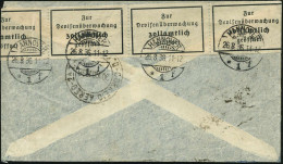 HANNOVER/ *1f 1936 (26.8.) 1K-Gitter Rs. Auf Zensurstreifen "Zur/Devisenüberwachung/..geöffnet" (mehrfach) Übersee-Trans - Sonstige (Luft)