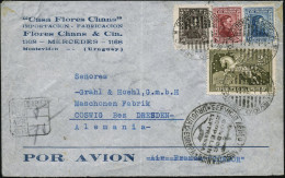 URUGUAY 1935 (1.1.) Flp. 2 C. "Pegasus" (u.a.), 2K-Gitter: SERVICIO AEREO/ MONTEVIDEO + Schw. 2K-HdN: SERVICIO AEREO TRA - Sonstige (Luft)