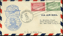 U.S.A. 1937 (21.4.) Erstflug (P.A.A.): San Francisco - Hongkong (rs.AS) 20 C. U. 50 C. Transpacific (Mi.400/01, 20 C. Kl - Other (Air)