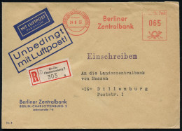 (1) BERLIN-CHARLOTTENBURG/ Berliner/ Zentralbank 1953 (24.6.) AFS Francotyp 065 Pf. + RZ: (1) Berlin-/Charlottenburg 2/g - Autres (Air)