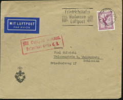 FRIEDRICHSHAFEN/ *(BODENSEE)*/ ..Luftpost 1929 (1.8.) MWSt Auf EF 15 Pf. Adler (Mi.A 379 EF) + Roter Ra.2: MLb/ Luft-pos - Andere (Lucht)