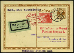 Breslau 1 1927 (21.4.) Roter 2L: Mit Luftpost Befördert/Postamt Breslau 1. (Mi.F 9-01, 30.- EUR) Auf Östwerreich, Sonder - Autres (Air)