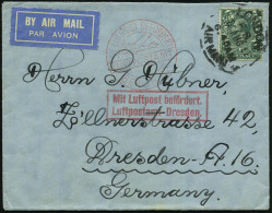 Dresden 1931 (8.8.) Großbrit. 4 P. George V., EF , Schw. 1K: LONDON/AIR MAIL + Roter Ra.2: MLb/Luftpostamt Dresden (Mi.F - Other (Air)