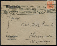 HAMBURG/ *1*/ DEUTSCHE LUFT-/ REEDEREI/ FLUGPOSTVERKEHR/ AUSKUNFT:/ HAMBURG-AMERIKA-LINIE 1920 (Okt.) Seltener Band-MWSt - Andere (Lucht)