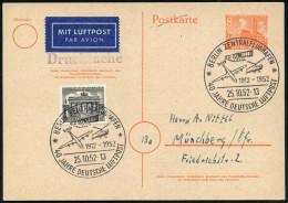 BERLIN-ZENTRALFLUGHAFEN/ ..40 JAHRE DEUTSCHE LUFTPOST 1952 (25.10.) SS = Hauspostamt Flughafen Tempelhof (Wright-Doppeld - Andere (Lucht)