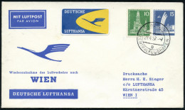 (1) BERLIN/ B/ ZENTRALFLUGHAFEN 1957 (28.4.) 2K-Steg = Hauspostamt Flugh. Tempelhof Auf PU 15 Pf. Luftbrücken-Denkmal: D - Autres (Air)