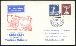 (1) BERLIN/ B/ ZENTRALFLUGHAFEN 1958 (23.10.) 2K-Steg = Hauspostamt Flughafen Tempelhof Auf PU 25 Pf. Lilienthal: Jahres - Autres (Air)