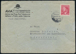 BÖHMEN & MÄHREN 1938 (22.4.) Zweisprachiger Firmen-Bf.: AVIA AG. Für Flugzeugindustrie.. Letnian Bei Prag (Firmen-Logo)  - Airplanes