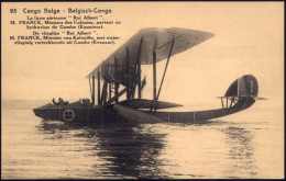 BELGISCH KONGO 1922 15 C. BiP Palmen, Blaugrün: Wasserflugzeug D.Flug-Ges. "Roi Albert" (mit Kolonialminister M. Franck) - Airplanes