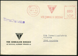 DESSAU 1/ VEB JUNKALOR DESSAU 1966 (3.1.) AFS Francotyp (Thermometer-Logo) Auf Motivgl. Firmen-Bf.: VEB JUNKALOR.. = Ent - Flugzeuge