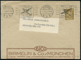 MÜNCHEN/ *2*/ BENUTZE/ DIE/ LUFTPOST 1926 (7.8.) Serien-Band-MaWSt = Verkehrsflugzeug Junkers "G 31" , Klar Gest. Firmen - Vliegtuigen