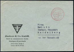 (14a) STUTTGART 8/ Z/ BEZAHLT 1950 (13.9.) 2K-Steg-PFS 4 Pf. Auf Firmen-Bf.: Junkers & Co. GmbH, Fabrik Für Wärmetechn.  - Avions