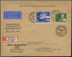 SCHWEDEN 1936 (23.5.) 50 Öre Junkers "W 34" + 3x Motivgl. SSt.: BROMMA AERODROM/STOCKHOLM 1 + SRZ: Stockholm 1/   P. F.  - Avions