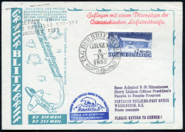 ÖSTERREICH 1958 (6.12.) SSt: GRAZ 1/2/TAG DER BRIEFMARKE + Bl. HdN: Nautilus/DURCH ATOM UNTERSEEBOOT (Eisbär) + AS 3L: R - Airplanes