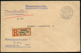 DEUTSCHES REICH 1916 (18.10.) 1K-Brücke: K. D. Feldpoststation/* Nr.292 * + Gez. RZ: Deutsche/ Feldpost 292 + Blauer Abs - Flugzeuge