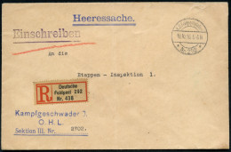 DEUTSCHES REICH 1916 (18.10.) 1K-Brücke: K. D. Feldpoststation/* Nr.292 * + Gez. RZ: Deutsche/ Feldpost 292 + Blauer Abs - Airplanes