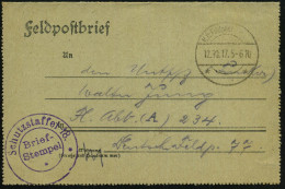 DEUTSCHES REICH 1917 (12.10.) Aptierte 1K-Brücke: K. D. Feldpost/** = Tarnstempel + Seltener, Viol. 2K-HdN: Schutzstaffe - Airplanes