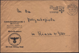 BERLIN SW11/ Ab/ TAG Der/ DEUTSCHEN/ KUNST/ Zu München.. 1939 (23.5.) MWSt = Kopf Pallas Athene Auf Dienst-Bf: Luftwaffe - Airplanes