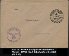 GOTHA 1/ F/ Die Stadt/ Der/ Versicherungsbanken 1936 (28.9.) HWSt + Viol. HdN: FdAR/ Kampfgeschwader General Wever (NS-A - Airplanes