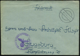 DEUTSCHES REICH 1944 (20.1.) Stumme 1K-Brücke = Tarnstempel + Viol. 1K-HdN: Feldpost-Nr. L 54278 Lg. Postamt München II  - Airplanes