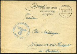 COTTBUS 1/ Y/ Vergiß Nicht Straße/ U.Hausnummer.. 1941 (13.1.) MWSt + Blauer 1K-HdN: Fliegerhorstkommandantur Cottbus/ H - Avions