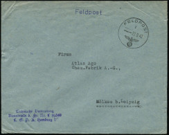 DT.BES.DÄNEMARK 1942 (22.9.) 1K: FELDPOST/l/--- + Bl. 3L: Technische Verwaltung/Dienststelle D. Fp. Nr. L 14 568/L.G.P.A - Avions