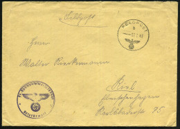 DT.BES.GRIECHENLAND 1943 (7.7.) 1K: FELDPOST/b/--- + Viol. 1K-HdN.: Fp.-Nr. 52 454 = Flieferhorst-Kdr. (E) 217/XVII, Pla - Aviones