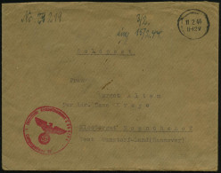 DT.BES.UKRAINE 1944 (11.2.) Stummer Maschinenstempel = Tarnstempel (Typ 01) + Roter 1K-HdN: Feldpostnr. L 36620 C/ Luftg - Airplanes