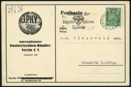 BERLIN-CHARLOTTENBURG 2/ *u*/ Gedenket Der/ Zeppelin-Eckener-/ Spende 1926 (23.6.) MWSt Mit UB "u" = Zepp.-Eckener-Logo  - Zeppelines