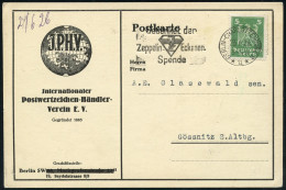 BERLIN-CHARLOTTENBURG 2/ *u*/ Gedenket Der/ Zeppelin-Eckener-/ Spende 1926 (23.6.) MWSt Mit UB "u" = Zepp.-Eckener-Logo  - Zeppelins