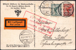 ERFURT/ FLUGPLATZ 1926 (16.6.) 1K-Gitter Auf Adler 5 U. 10 Pf. (Mi.378/9) (einige Stockpunkte) + Roter Ra.: MLb über/ Fl - Zeppeline