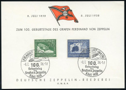 FRANKFURT (MAIN)/ 100.Geburtstag/ Des/ Grafen Von Zeppelin 1938 (8.7.) SSt Auf Kompl. Satz Zeppelin (Mi.669/70) Klar Ges - Zeppelins