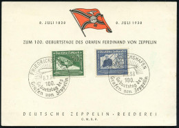 FRIEDRICHSHAFEN/ 100.Geburtstag Des/ Grafen Von Zeppelin 1938 (8.7.) SSt = Zeppelin Auf Kompl. Satz "Zeppelin" (Mi.669/7 - Zeppelins