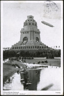 LEIPZIG/ INTERN.BAUFACH-/ AUSSTELLUNG 1913 (27.6.) SSt Auf S/w.-Sonder-Kt.: Zeppelin "Sachsen" über Völkerschlacht-Denkm - Zeppelins