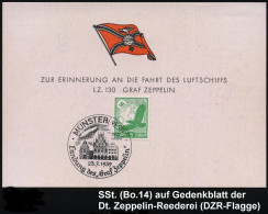 MÜNSTER(WESTF)/ Landung Des "Graf Zeppelin" 1939 (23.7.) SSt = Zeppelin (über Altstadt) Auf Zeppelin-Gedenkblatt (Bo.14) - Zeppelins