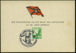 WÜRZBURG/ Landung Des Luftschiffs "Graf Zeppelin" 1939 (6.8.) SSt = Zeppelin (über Graf Eckards-Bau Etc.) Auf Gedenkblat - Zeppelins