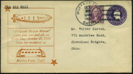 U.S.A. 1934 (27.10.) PU 3 C. Washington, Lila: ZRS-5 "Macon" On Navy Day.. = Luftschiff "Macon", Luftschiff-Halle, 1K-Ki - Zeppeline