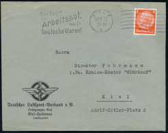 Kiel-Holtenau 1933 (27.9.) Vordruck-Bf.: Deutscher Luftsport-Verband E.V.. Mit Hakenkreuz-Logo , Bedarfs-Orts-Bf. - FLUG - Avions