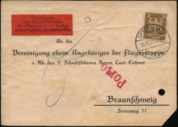 GIESENSLAGE/ Kr.OSTERBURG 1925 (26.10.) 1K-Brücke + Aufkleber: Flugkarte Vom Ballon-Wettfliegen/am 1. Fliegerwieder-sehe - Montgolfières