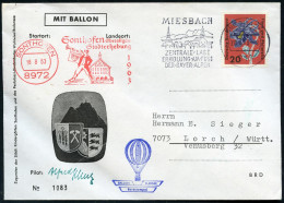 816 MIESBACH/ ..BAYER.ALPEN 1963 (20.8.) MWSt + AFS Ohne Wertrahmen Als Lande-Stpl.: 8972 SONTHOFEN.. (Trompeter) Ballon - Montgolfières