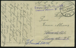 DEUTSCHES REICH 1917 (23.8.) 1K-Brücke: Deutsche Feldpost/*** = Tarnstempel + Viol. 2L: Bayer. Ballonzug 201.. , Individ - Montgolfières