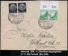 BERLIN-SCHÖNEBERG 1/ 1.Berliner/ Luftpost-Werbeschau 1936 (1.11.) SSt = Lilienthal-Segelgleiter, 2x Klar Auf Inl.-Bf. (B - Avions