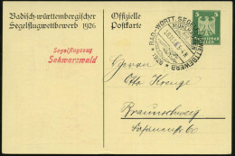 MÜHLHAUSEN/ AMT/ Pforzheim/ BAD.-WÜRTT.SEGELFLUGWETTBEWERB 1926 (28.11.) SSt, Irrtüml. 1928, Hs. Geändert Auf PP 5 Pf. A - Vliegtuigen