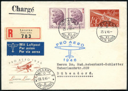 SCHWEIZ 1946 (22.5.) 150 C. "Pro Aero" = Segelflugzeug U.a. (Pestalozzi) Blauer Segelflug-HdN: PRO AERO/1946 + RZ: Luzer - Aviones