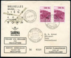 BELGIEN 1953 (1.9/5.10.) Helikopter-Erstflug (SABENA): Brüssel - Köln - Bonn (AS) 1K: BRUXELLES/1/HELIPOST + Erstflug-SS - Helicopters