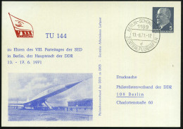 1189 BERLIN-SCHÖNEFELD/ D/ ZENTRALFLUGHAFEN 1971 (13.6.) 2K-Segment Auf PP 5 Pf. Ulbricht: TU 144..VIII.Parteitag DerSED - Concorde