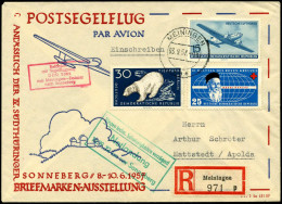 MEININGEN 1/ *a* 1957 (3.9.) 2K-Steg + Roter Ra.: Befördert Mit Segelflugzeug/DDR 2062/ Von Meiningen-Dolmar/nach Sonneb - Airplanes